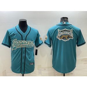 Nike Jaguars Blank Teal Team Big Logo With Patch Vapor Baseball Limited Men Jersey
