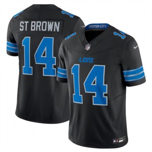 Nike Lions 14 Amon-Ra St. Brown Black 2024 F.U.S.E. Vapor Limited Men Jersey Nike Lions 14 Amon-Ra St. Brown Black 2024 F.U.S.E. Vapor Limited Men Jersey