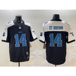 Nike Lions 14 Amon-Ra St. Brown Black Thanksgiving F.U.S.E. Vapor Limited Men Jersey Nike Lions 14 Amon-Ra St. Brown Black Thanksgiving F.U.S.E. Vapor Limited Men Jersey