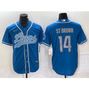 Nike Lions 14 St Brown Blue Baseball Vapor Limited Men Jersey Nike Lions 14 St Brown Blue Baseball Vapor Limited Men Jersey