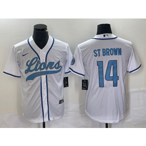 Nike Lions 14 St Brown White Blue Baseball Vapor Limited Men Jersey Nike Lions 14 St Brown White Blue Baseball Vapor Limited Men Jersey