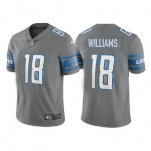 Nike Lions 18 Jameson Williams Grey 2022 NFL Draft Vapor Untouchable Limited Men Jersey Nike Lions 18 Jameson Williams Grey 2022 NFL Draft Vapor Untouchable Limited Men Jersey