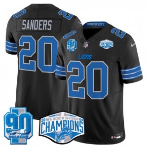 Nike Lions 20 Barry Sanders Black 2024 NFC North Champions 90th Anniversary Patch F.U.S.E. Vapor Limited Men Jersey Nike Lions 20 Barry Sanders Black 2024 NFC North Champions 90th Anniversary Patch F.U.S.E. Vapor Limited Men Jersey