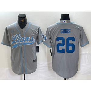 Nike Lions 26 Jahmyr Gibbs Grey Vapor Baseball Limited Men Jersey Nike Lions 26 Jahmyr Gibbs Grey Vapor Baseball Limited Men Jersey