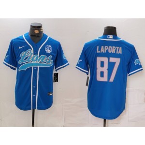 Nike Lions 87 Laporta Blue Vapor Baseball Limited Men Jersey with 90th Patch Nike Lions 87 Laporta Blue Vapor Baseball Limited Men Jersey with 90th Patch