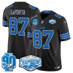 Nike Lions 87 Sam LaPorta Black 2024 NFC North Champions 90th Anniversary Patch F.U.S.E. Vapor Limited Men Jersey Nike Lions 87 Sam LaPorta Black 2024 NFC North Champions 90th Anniversary Patch F.U.S.E. Vapor Limited Men Jersey