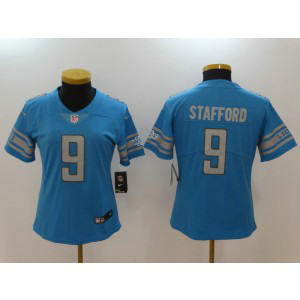 Nike Lions 9 Matthew Stafford Blue Vapor Untouchable Limited Women Jersey