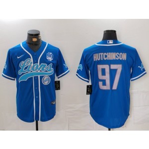 Nike Lions 97 Aidan Hutchinson 90th Blue Vapor Baseball Limited Men Jersey Nike Lions 97 Aidan Hutchinson 90th Blue Vapor Baseball Limited Men Jersey