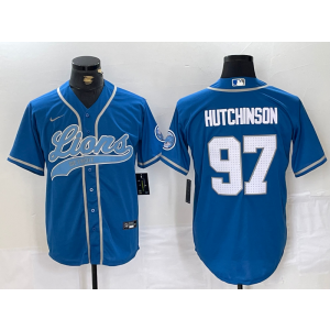 Nike Lions 97 Aidan Hutchinson Blue Vapor Baseball Limited Men Jersey Nike Lions 97 Aidan Hutchinson Blue Vapor Baseball Limited Men Jersey