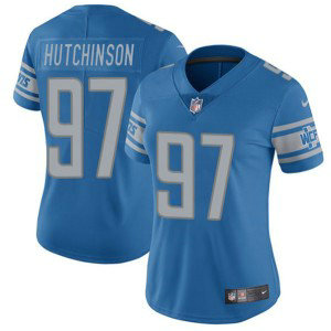 Nike Lions 97 Aidan Hutchinson Blue Vapor Limited Women Jersey(Run Small)