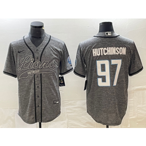 Nike Lions 97 Aidan Hutchinson Grey Baseball Vapor Limited Men Jersey Nike Lions 97 Aidan Hutchinson Grey Baseball Vapor Limited Men Jersey