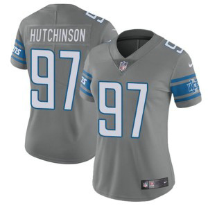 Nike Lions 97 Aidan Hutchinson Grey Vapor Limited Women Jersey(Run Small)