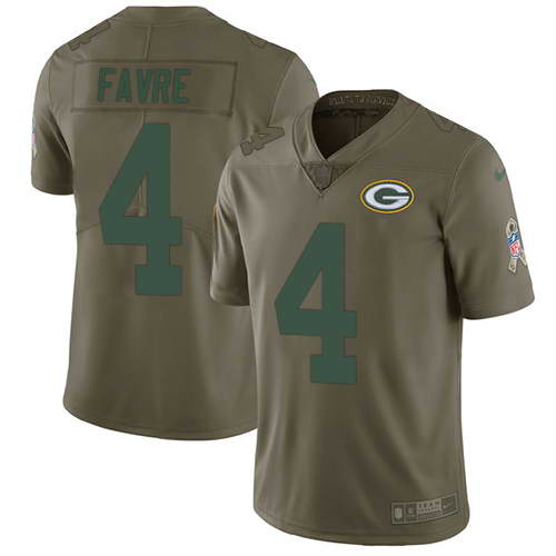 Nike Men's Green Bay Packers #4 Brett Favre Olive 2017 Salute To Service Stitched NFL Limited Jersey Nike Men's Green Bay Packers #4 Brett Favre Olive 2017 Salute To Service Stitched NFL Limited Jersey