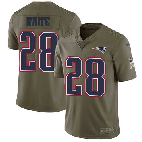 Nike Men's New England Patriots #28 James WhiteOlive 2017 Salute To Service Stitched NFL Limited Jersey Nike Men's New England Patriots #28 James WhiteOlive 2017 Salute To Service Stitched NFL Limited Jersey