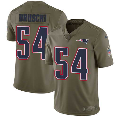 Nike Men's New England Patriots #54 Tedy Bruschi Olive 2017 Salute To Service Stitched NFL Limited Jersey Nike Men's New England Patriots #54 Tedy Bruschi Olive 2017 Salute To Service Stitched NFL Limited Jersey
