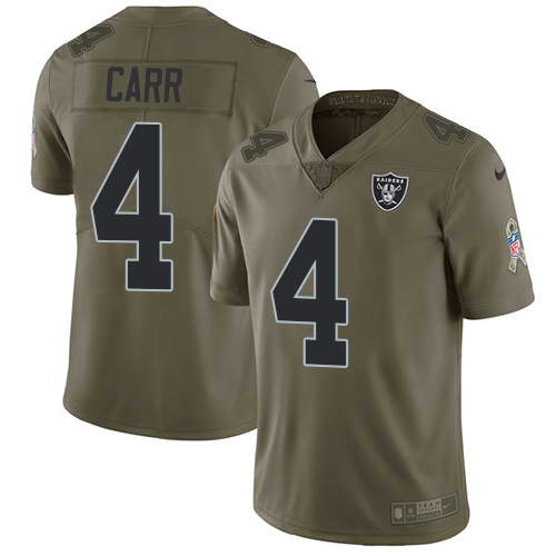 Nike Men's Oakland Raiders #4 Derek Carr Olive 2017 Salute To Service Stitched NFL Limited Jersey Nike Men's Oakland Raiders #4 Derek Carr Olive 2017 Salute To Service Stitched NFL Limited Jersey