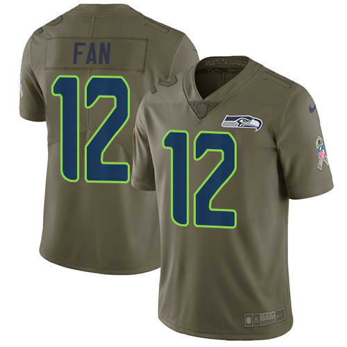 Nike Men's Seattle Seahawks #12 Fan Olive 2017 Salute To Service Stitched NFL Limited Jersey