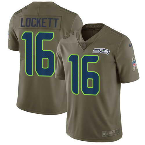 Nike Men's Seattle Seahawks #16 Tyler Lockett Olive 2017 Salute To Service Stitched NFL Limited Jersey Nike Men's Seattle Seahawks #16 Tyler Lockett Olive 2017 Salute To Service Stitched NFL Limited Jersey