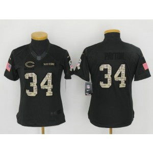 Nike NFL Bears 34 Walter Payton Anthracite 2016 Salute to Service Women Jersey