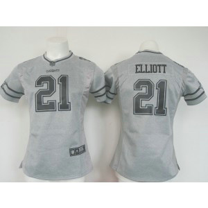 Nike NFL Cowboys 21 Ezekiel Elliott Gridiron Gray II Women Jersey Nike NFL Cowboys 21 Ezekiel Elliott Gridiron Gray II Women Jersey