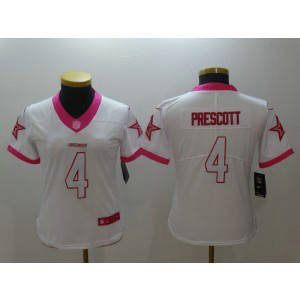 Nike NFL Cowboys 4 Dak Prescott White Limited Pink Women Jersey Nike NFL Cowboys 4 Dak Prescott White Limited Pink Women Jersey
