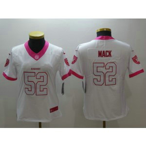 Nike NFL Raiders 52 Khalil Mack White Pink Women Jersey Nike NFL Raiders 52 Khalil Mack White Pink Women Jersey