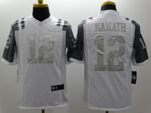 Nike New York Jets #12 Joe Namath Platinum White Limited Jersey Nike New York Jets #12 Joe Namath Platinum White Limited Jersey