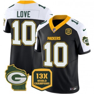 Nike Packers 10 Jordan Love Black White F.U.S.E. Home Patch 13 Time World Champions Vapor Limited Men Jersey Nike Packers 10 Jordan Love Black White F.U.S.E. Home Patch 13 Time World Champions Vapor Limited Men Jersey