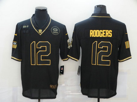 Nike Packers 12 Aaron Rodgers Black Gold 2020 Salute To Service Limited Jersey Nike Packers 12 Aaron Rodgers Black Gold 2020 Salute To Service Limited Jersey
