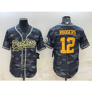 Nike Packers 12 Aaron Rodgers Camo Yellow Vapor Baseball Limited Men Jersey