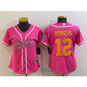 Nike Packers 12 Rodgers Pink Gold Vapor Baseball Limited Women Jersey Nike Packers 12 Rodgers Pink Gold Vapor Baseball Limited Women Jersey
