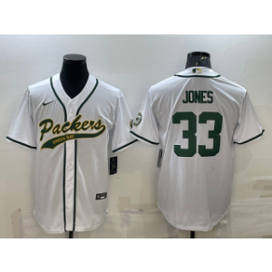Nike Packers 33 Aaron Jones White With Patch Vapor Baseball Limited Men Jersey Nike Packers 33 Aaron Jones White With Patch Vapor Baseball Limited Men Jersey