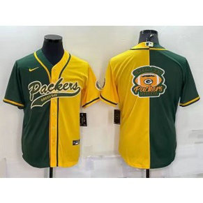 Nike Packers Blank Yellow Green Split Vapor Baseball Logo Limited Men Jersey