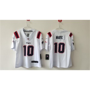 Nike Patriots 10 Drake Maye White Vapor Untouchable Limited Women Jersey(Run Small)