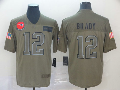 Nike Patriots 12 Tom Brady 2019 Olive Salute To Service Limited Jersey Nike Patriots 12 Tom Brady 2019 Olive Salute To Service Limited Jersey