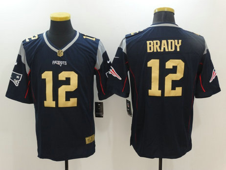 Nike Patriots 12 Tom Brady Navy Gold Limited Jersey Nike Patriots 12 Tom Brady Navy Gold Limited Jersey