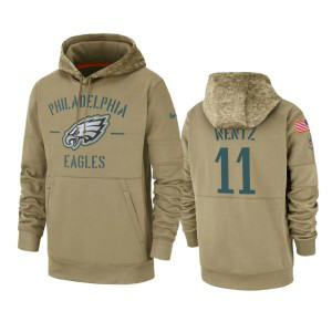 Nike Philadelphia Eagles 11 Carson Wentz Tan 2019 Salute to Service Sideline Therma Pullover Hoodie Nike Philadelphia Eagles 11 Carson Wentz Tan 2019 Salute to Service Sideline Therma Pullover Hoodie