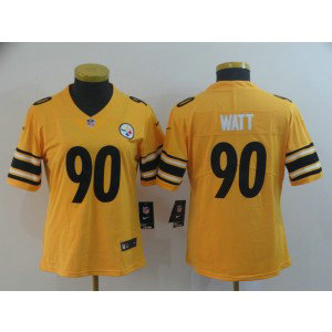 Nike Pittsburgh Steelers 90 T.J. Watt Inverted Legend Gold Women Jersey Nike Pittsburgh Steelers 90 T.J. Watt Inverted Legend Gold Women Jersey