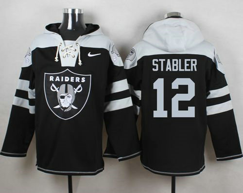 Nike Raiders #12 Kenny Stabler Black Player Pullover NFL Hoodie Nike Raiders #12 Kenny Stabler Black Player Pullover NFL Hoodie