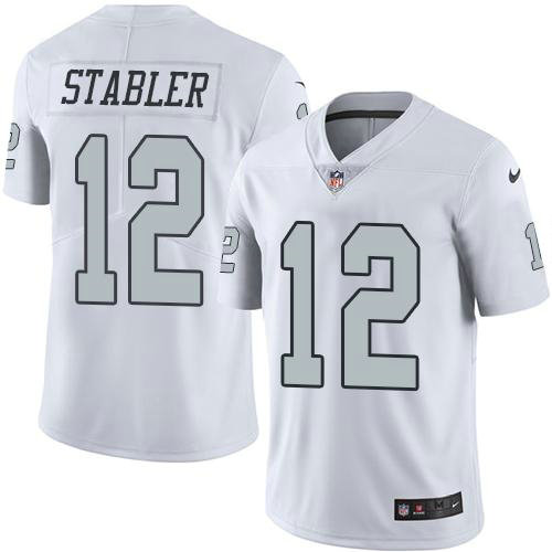 Nike Raiders #12 Kenny Stabler White Men's Stitched NFL Limited Rush Jersey Nike Raiders #12 Kenny Stabler White Men's Stitched NFL Limited Rush Jersey
