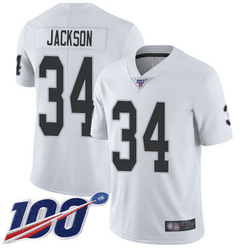Nike Raiders #34 Bo Jackson White Men's Stitched NFL 100th Season Vapor Limited Jersey Nike Raiders #34 Bo Jackson White Men's Stitched NFL 100th Season Vapor Limited Jersey