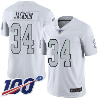 Nike Raiders #34 Bo Jackson White Men's Stitched NFL Limited Rush 100th Season Jersey Nike Raiders #34 Bo Jackson White Men's Stitched NFL Limited Rush 100th Season Jersey