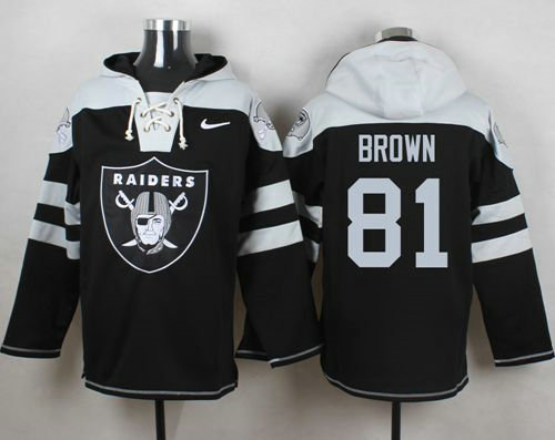 Nike Raiders #81 Tim Brown Black Player Pullover NFL Hoodie Nike Raiders #81 Tim Brown Black Player Pullover NFL Hoodie