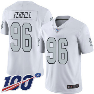 Nike Raiders #96 Clelin Ferrell White Men's Stitched NFL Limited Rush 100th Season Jersey Nike Raiders #96 Clelin Ferrell White Men's Stitched NFL Limited Rush 100th Season Jersey