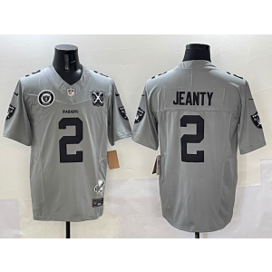 Nike Raiders 2 Ashton Jeanty Grey F.U.S.E. Vapor Limited Men Jersey with 65th Patch