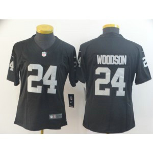 Nike Raiders 24 Charles Woodson Black Vapor Untouchable Limited Women Jersey