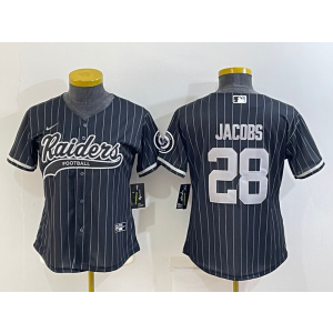 Nike Raiders 28 Josh Jacobs Black Stripe Vapor Baseball Limited Women Jersey