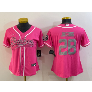 Nike Raiders 28 Josh Jacobs Pink Vapor Baseball Limited Women Jersey Nike Raiders 28 Josh Jacobs Pink Vapor Baseball Limited Women Jersey