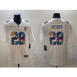 Nike Raiders 28 Josh Jacobs White Rainbowl Vapor Limited Men Jersey Nike Raiders 28 Josh Jacobs White Rainbowl Vapor Limited Men Jersey