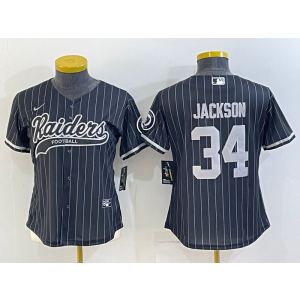 Nike Raiders 34 Bo Jackson Black Stripe Vapor Baseball Limited Women Jersey Nike Raiders 34 Bo Jackson Black Stripe Vapor Baseball Limited Women Jersey